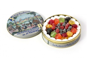 Boîte "Charette" assortiment de spécialités : Pastilles, Sucres d'Orge, Fraises & Myrtilles